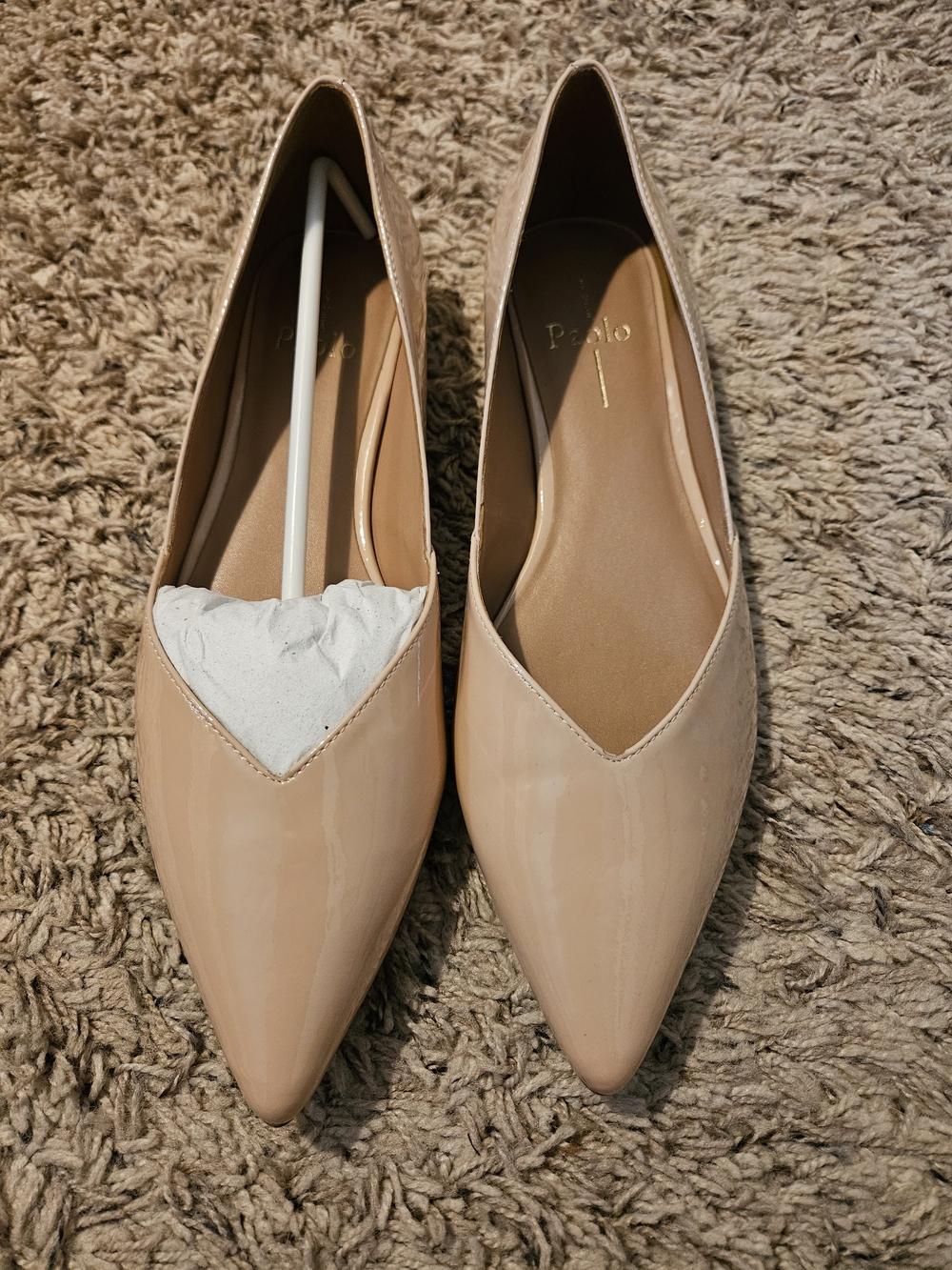 Paolo Nude Patent Pointed Toe Flats